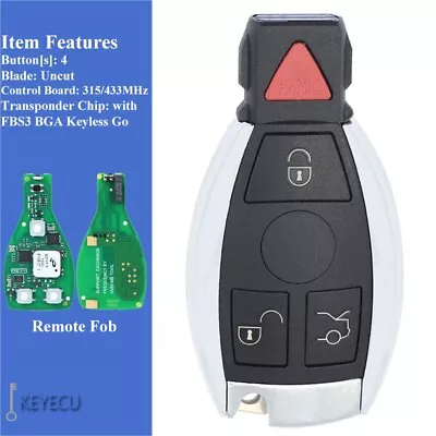 Xhorse Keyless Go Remote Key Fob For Mercedes Benz FBS3 BGA W204 W212 W166 W221 • $62.91