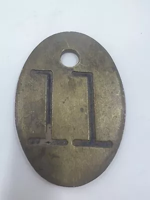 Vintage Brass Numbered Keychain Tag Metal Cow Tag Fob Farm Cattle #11 • $25.99