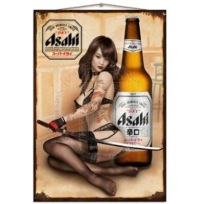 £9.99 • Buy ASAHI GIRL AD Vintage Metal Tin Plaque Signs Man Cave Pub Club Cafe TIKI BAR