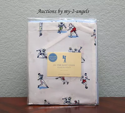 Pottery Barn Kids All Star Sports Football Baseball Soccer Twin Duvet Cover BLUE • $99.95