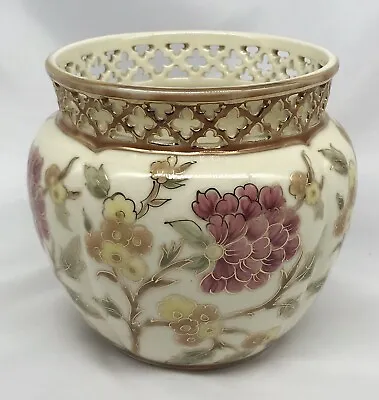 $99.99 • Buy Vintage ZSOLNAY Pierced Rim Gold Trim Cache Pot Vase Hungary