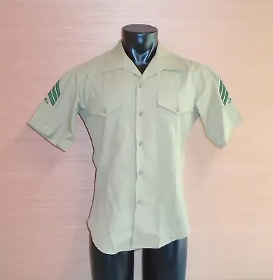 Marine Corps USMC Mens Khaki  Charlie  Quarter Length Dress Uniform Shirt 15-1/2 • $12.99