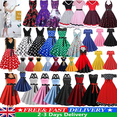 £16.99 • Buy UK Retro Women Polka Dot Swing Dress 50s 60s Rockabilly Cocktail Eveining Party❤