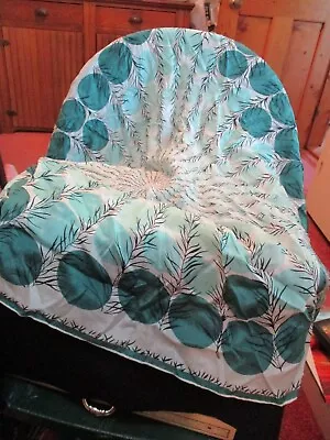 Vintage 1960's Unique Pinwheel Green Circles & Leaves Silk Scarf Shawl • $14