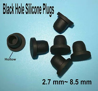 Cover Plugs Black Silicone Hole Cover Plugs End Cover Cap Tube Plugs Φ2.7~Φ8.5mm • £16.31