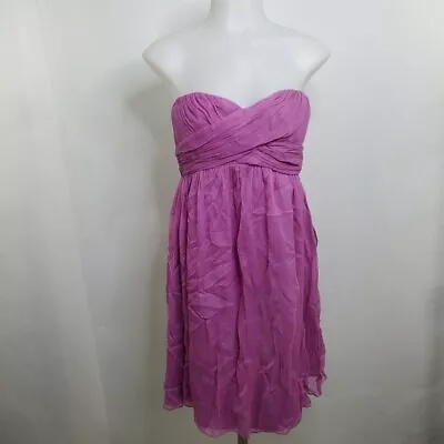 J Crew Taryn Dress 2P 2 Petite Silk Strapless Pink Purple Underwire Bridesmaid  • $24.99