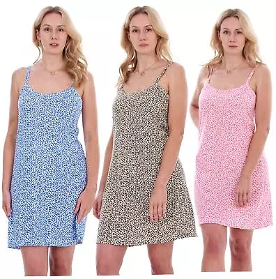 Ladies Strap Nightie 100% Cotton Sleeveless Round Neck Animal Printed Nightdress • £8.95