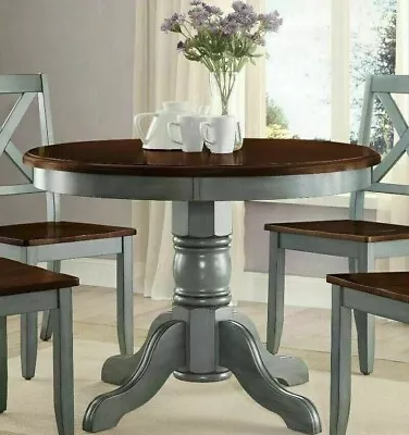 Farmhouse Dining Table Round French Country Kitchen Rustic Dinning Blue Green • $314.95