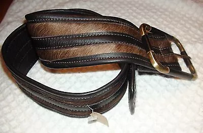 Motif 56 Brown Calf Hair Inlay Leather Belt Size M  • $89.99