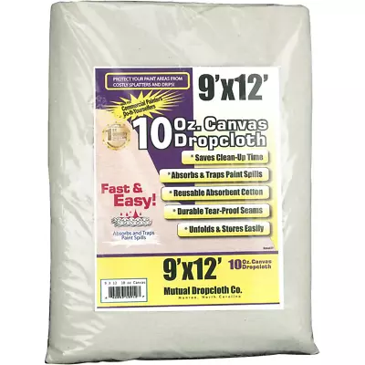 $32.46 • Buy 9 Ft. X 12 Ft. 10 Oz. Natural Canvas Drop Cloth Reusable Washable Indoor Outdoor