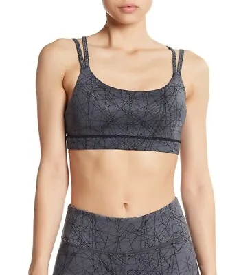 Alo Yoga Women's Work It Out Bra Double Strap Dare Black Data Size M NWT • £47.49