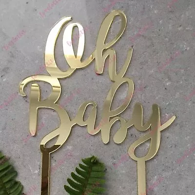 Oh Baby Acrylic Gold Mirror Baby Shower Cake Topper • $24.95