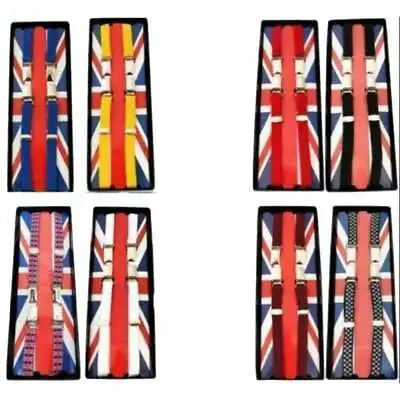 £9.99 • Buy Union Jack Classic 1/2  14mm Thin Braces Suspenders Ska Skinhead Punk Mod Wear