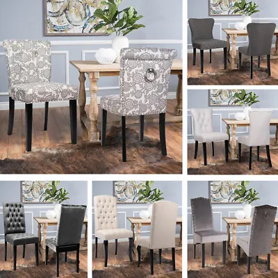 Set Of 2/4 Dining Chairs Room Kitchen Chair High Back PU Leather Linen Velvet UK • £105.95