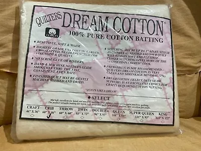 Quilters Dream Cotton 100% Cotton Batting Crib Size 60” X 46” • $8