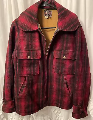 [rare] Vtg Woolrich Wool Mackinaw Buffalo Plaid Hunting Coat Size 40 Jacket Usa • $99