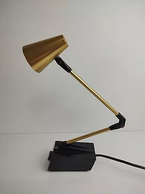 Vtg 70s TENSOR High Intensity Desk Lamp Black & Brass W/Brass Shade 7100 • $34