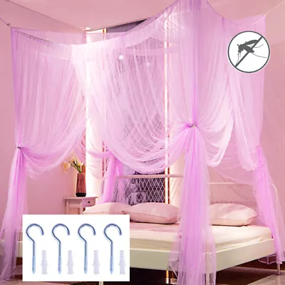 Elegant 4 Corner Post Bed Canopy Curtain Princess Mosquito Net For All Size Beds • $19.68