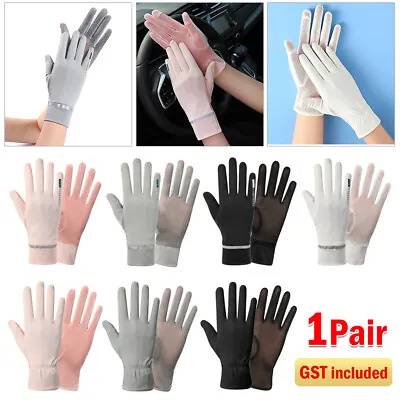 $8.15 • Buy UV Sun Protection Cooling Ice Silk Thin Anti-UV Gloves Breathable Touch Screen