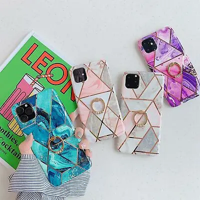 $16.94 • Buy Marble Phone Case Finger Ring For IPhone 13 12 11 Pro Max XS Max XR X 8 7 Plus