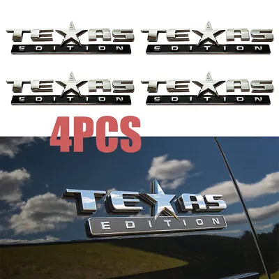 4x Chrome/black Texas Edition Emblem For Silverado Sierra Truck Decal Universal • $13.99