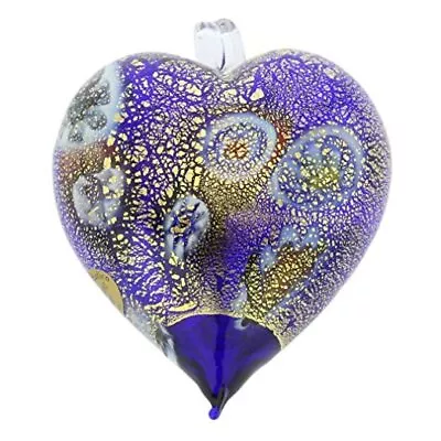 Glass Of Venice Murano Glass Heart Christmas Ornament Millefiori Blue And  • $147.28