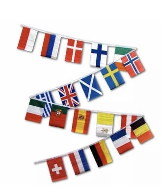 $10 • Buy 30ft String Flag Set Of 20 International European Country Flags 12x18 Pennants