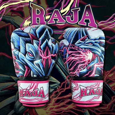 RAJA MuayThai Gloves Boxing Blue Dragon Handmade Microfiber Cow Skin Leather Gym • $109.90