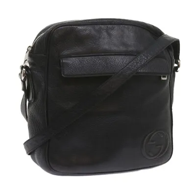 GUCCI Shoulder Bag Leather Black 337084 Auth Bs10188 • $274.16