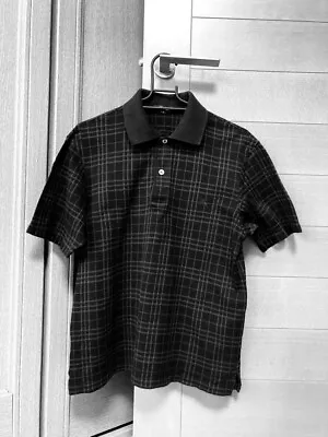 BURBERRY LONDON Polo Shirt Short Sleeve Black Check Cotton Men Size S Used • $39