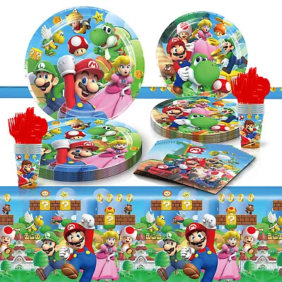 New Super Mario Party Supplies Balloon Kids Birthday Decoration Tableware Banner • $9.99