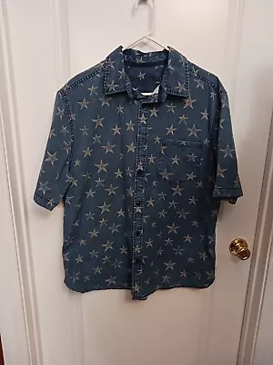 Mossimo Supply Co. Men Chambray Denim Button Up Shirt Stars Sz XL Short Sleeves • $15.99