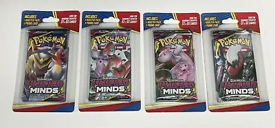 Pokemon Sun & Moon Unified Minds Promo Packs Complete Art Set Of 4 • $85