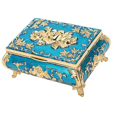 Vintage Jewelry Box European Style Zinc Alloy Glossy Ornament Organizer Case CTX • $30.49