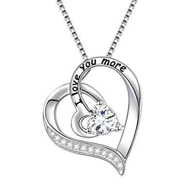 I Love You More Heart Necklace For Women Girls Sterling Silver CZ Pendant 18 ... • $43.23