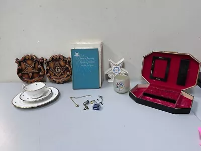 Lot Of Masonic Items - Dishes Jewelry ETC • $100