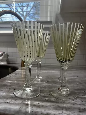 4 Vintage HandBlown Yellow Striped “Amicy Wine Glasses” Made In Italy. • $34.99