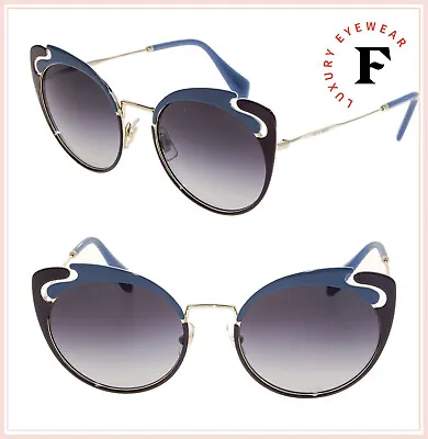 MIU MIU NOIR MU57TS Cut Out Gold Blue Brown Cat Eye Metal Sunglasses 57T Women • $180