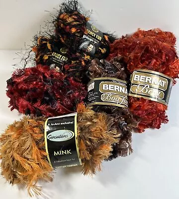 Yarn Lot Lions Fancy Fur Bernat Boa Fur And Sensations Mink Mixed Colors • $9