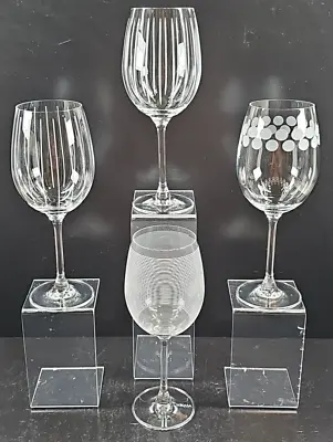 (4) Pc Mikasa Cheers Too White Wine Glasses Mix Set Clear Geometric Stemware Lot • $56.87