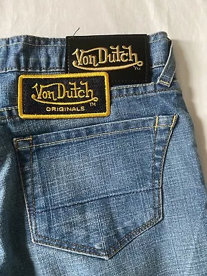 New Von Dutch Women 26 Wide Leg Flared Stretch Jeans Blue Made In USA • $50