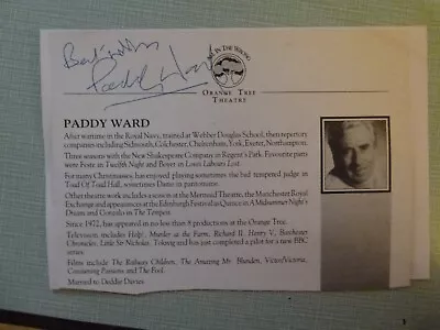 Waking Ned Father Ted Waiting For God Emmerdale PADDY WARD Hand Signed Page • £14.50