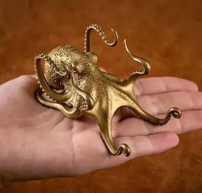 Metal  Octopus Animal Statue Small Sculpture Tabletop Figurine Decor Gifts • $13.86