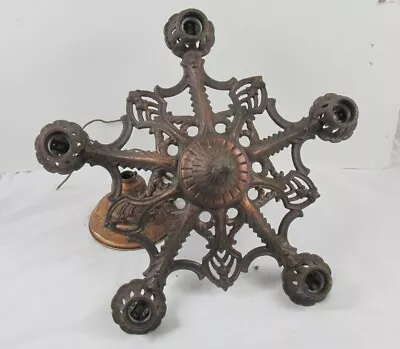 Vintage Arts And Crafts Cast Iron 5 Light Gothic Chandelier • $199.99