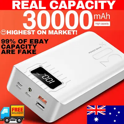 $49.95 • Buy Power Bank 30,000mAh TypeC Micro USB Fast Charging USB BATTERY PACK LED Display