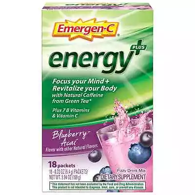 Emergen-C Energy Plus 250mg Energy Drink Mix 0.33oz - 18 Pack EXP 05/24 • $7.99