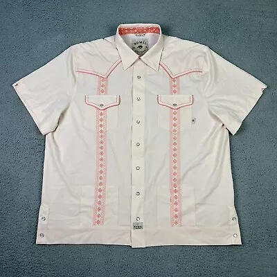 Rowel Western Shirt Mens 2XL Peach Pink Pearl Snap Western Guayabera • $49.99