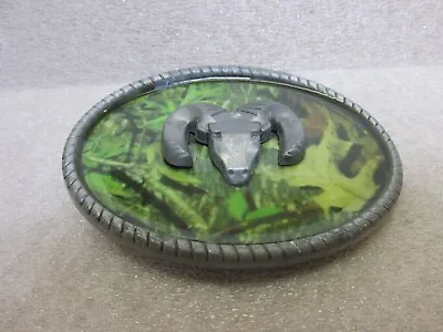 New Camo Background On Pewter Dodge Ram Head Symbol Belt Buckle • $7.89