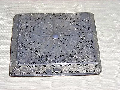 Vintage Solid Silver Ornate Filigree Designed Cigarette Case   Card Case   • $150