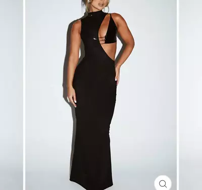 Murci CUT OUT MAXI DRESS IN EBONY Women's Black Dress SIZE UK12  (#1) • £35